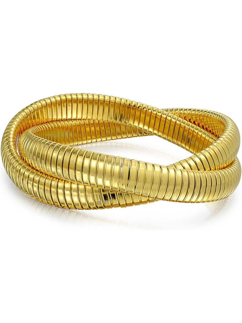 Stylish Snake Cobra Bangle Bracelet Set - Gold & Silver Stainless Steel Stretch